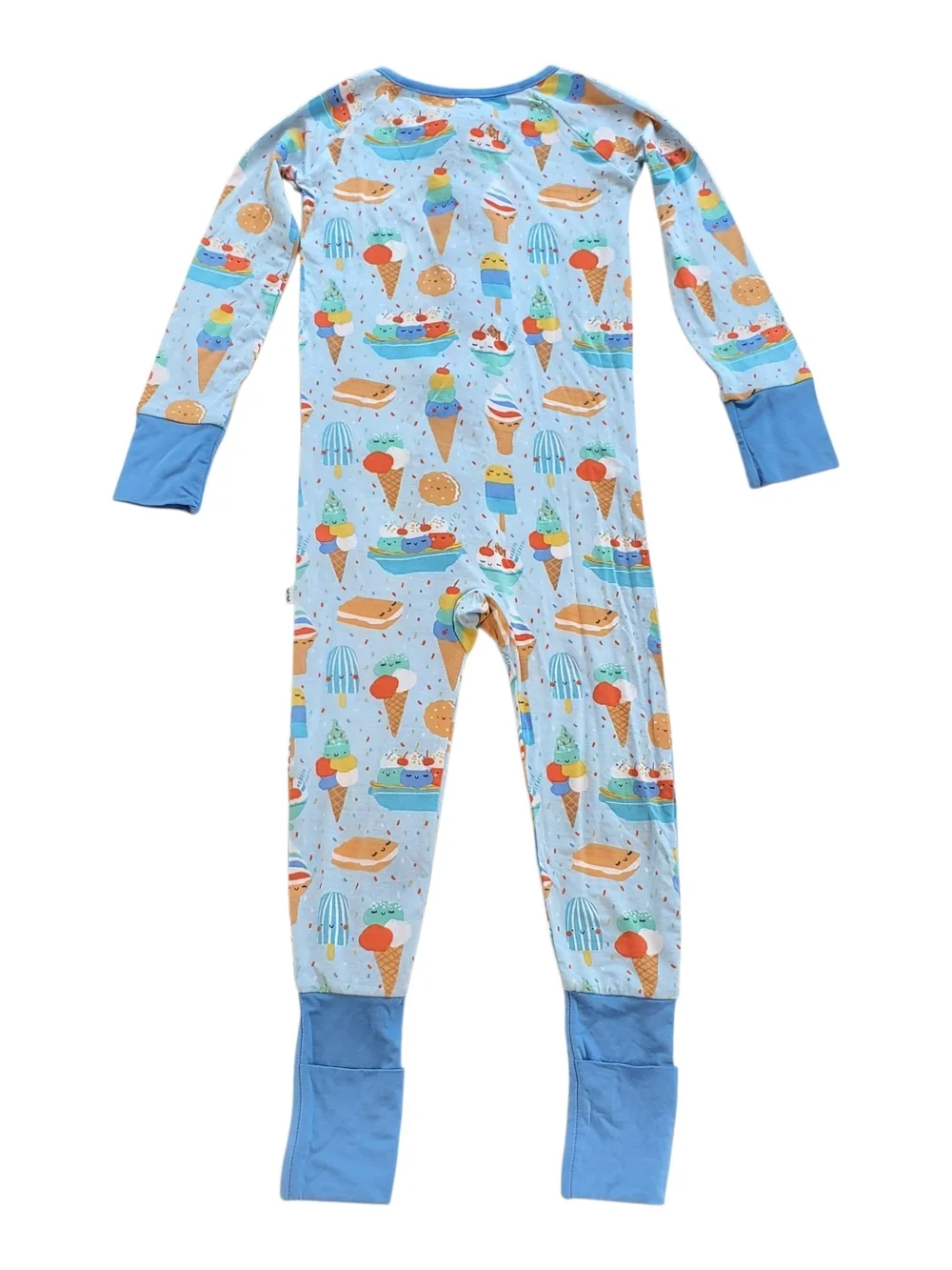Little Sleepies Zipper Pajamas Blue Summer Ice Cream Social Toddler Size 2T